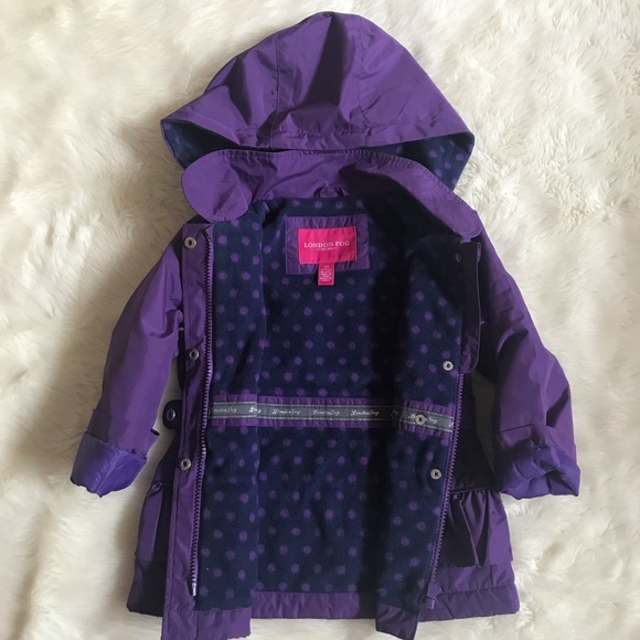 Toddler Girls Peacoat Hooded Rain Jacket - Picture 4 of 5